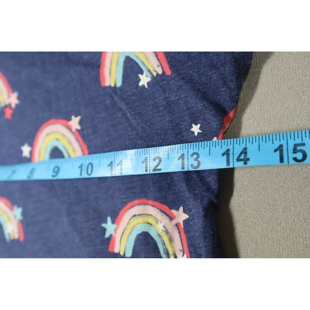 Epic Threads Girls‎ Rainbow Print Tee Shirt- Navy - Size M